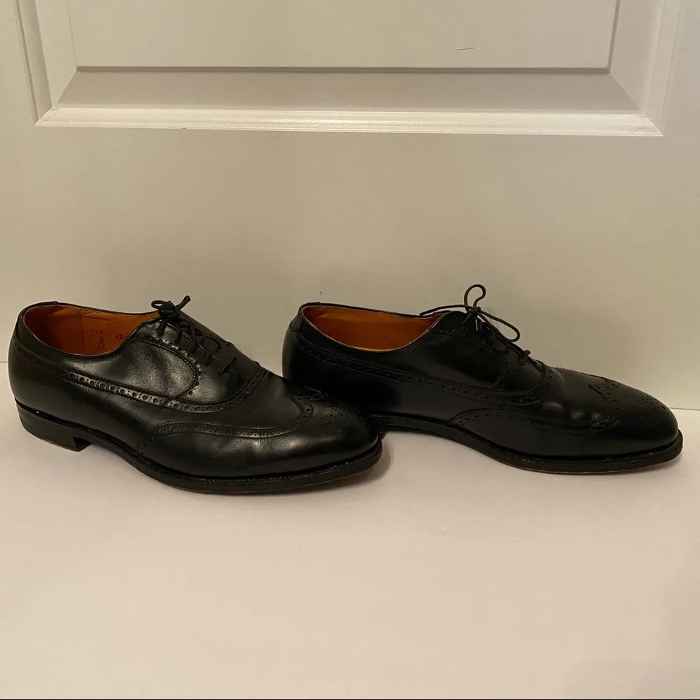 ALDEN MENS SHOES OXFORD LACE UP BLACK LEATHER SIZE 10.5 2E WIDE USA With Duster